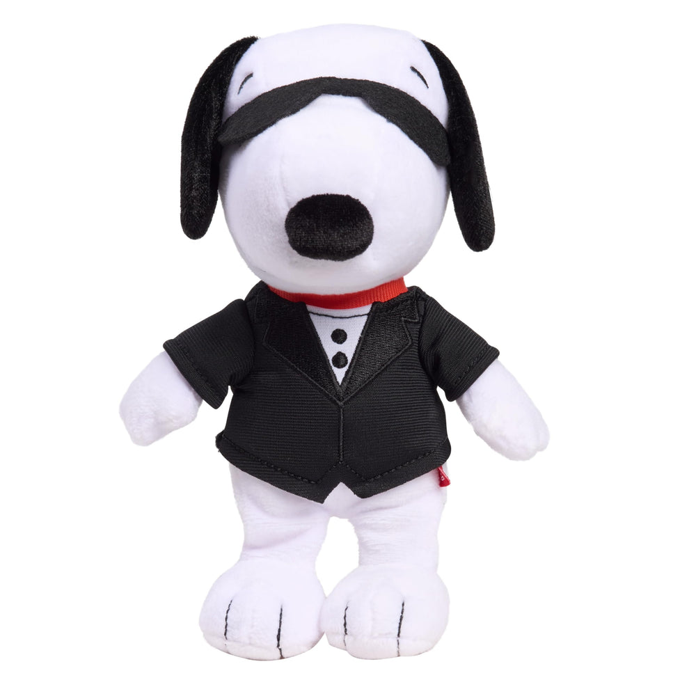 Peanuts Snoopy Secret Agent plush front view with soft fabric for cozy hugs