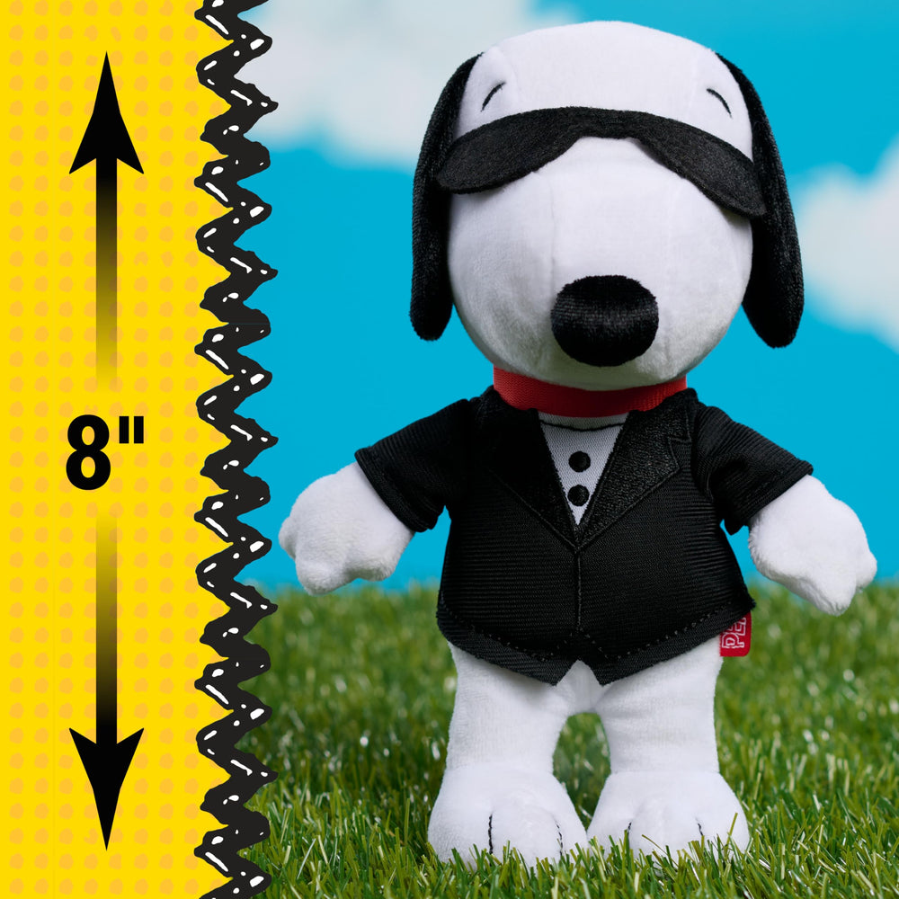 Peanuts Snoopy Secret Agent plush close-up showing embroidered features