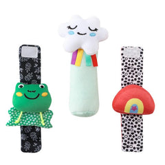 The Peanutshell rattles use soft, breathable materials for gentle play.
