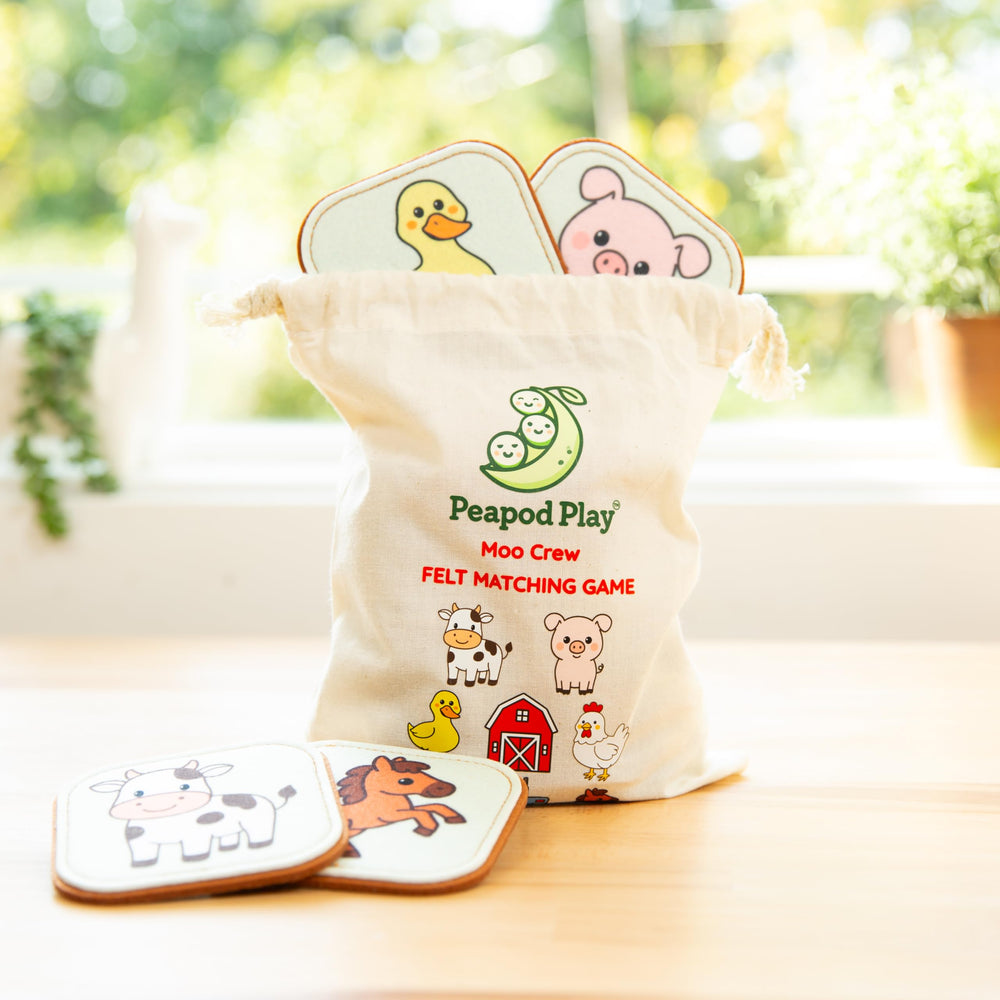 Peapod Play duck card invites sensory play and memory.
