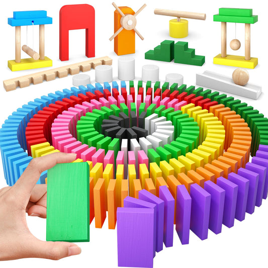 PEBIRA large dominoes set in bright colors for easy stacking and stability