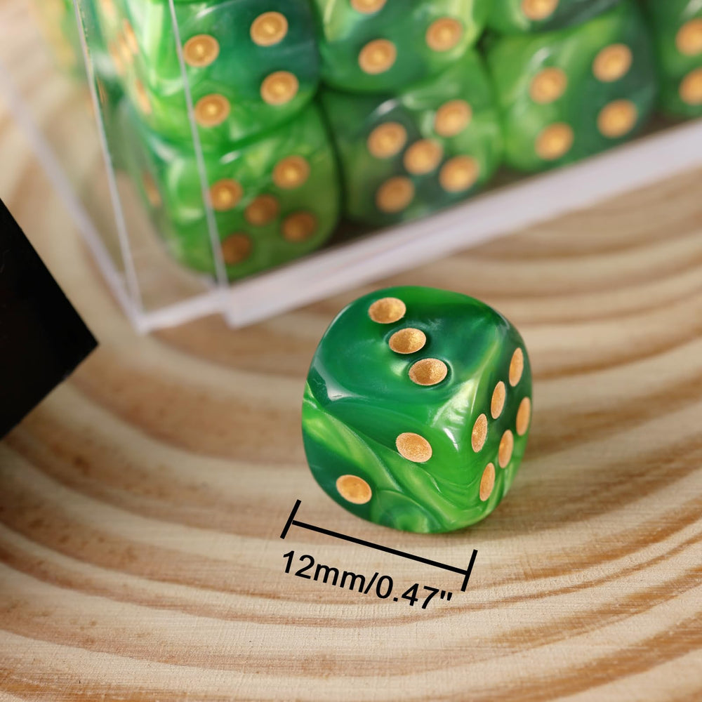 PECHOI 12mm D6 dice close-up, bright pips for easy reading during play.