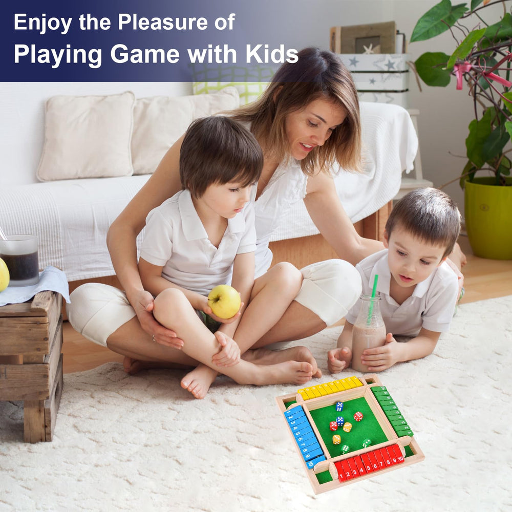 Pedolini Shut The Box wooden casing emphasizing sturdy construction for long-lasting family use