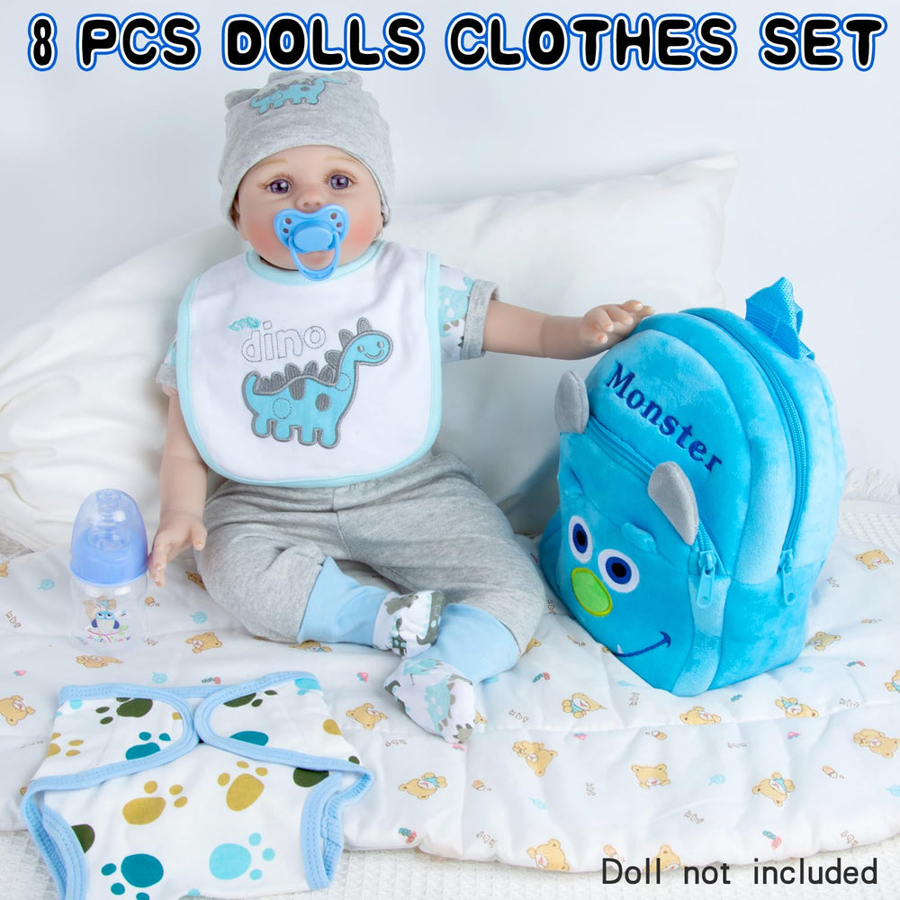 Pedolltree dino socks; cozy foot warmth for baby dolls.