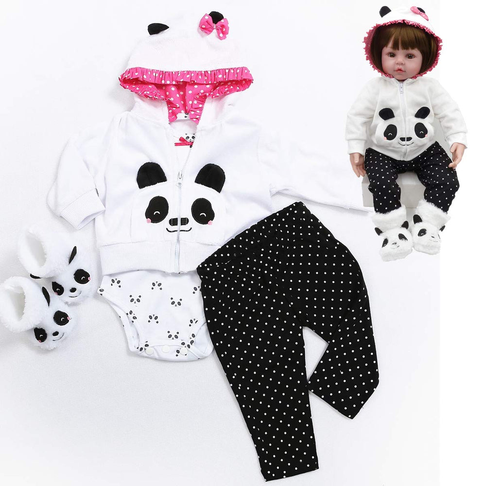 Pedolltree panda outfit for 18-inch reborn doll, soft fabric for cozy pretend play