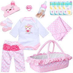 Pedolltree pink little bear bassinet for reborn dolls, spacious and durable for play.