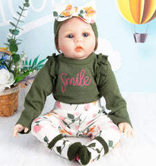 Pedolltree ruffled layered bodysuit for 24-inch dolls.