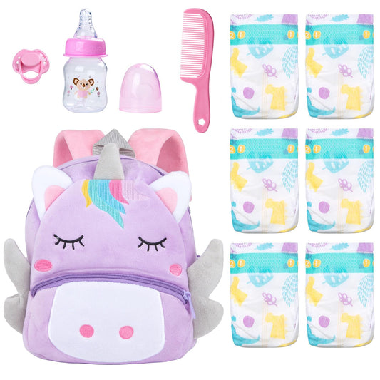 Pedolltree unicorn backpack diaper bag ready for on-the-go doll care