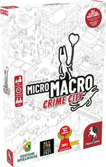 Pegasus Spiele MicroMacro Crime City board with a detailed urban map for cooperative sleuthing.