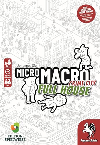 Pegasus Spiele MicroMacro 16 cases card bundle supports varied investigations.