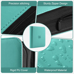 Pemocyny top loader binder features water-resistant, fingerprint-resistant surface.