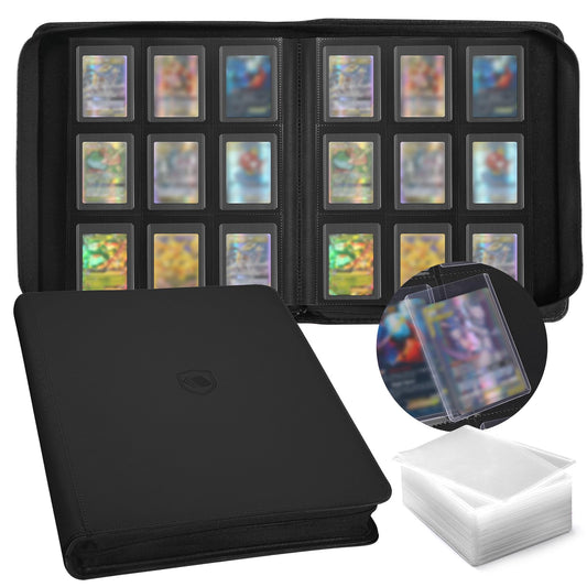 Pemocyny toploader binder front view with nine-pocket layout for card storage.