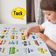 PENGFULL bright colors on 24 vehicle pieces—captures attention during playtime.