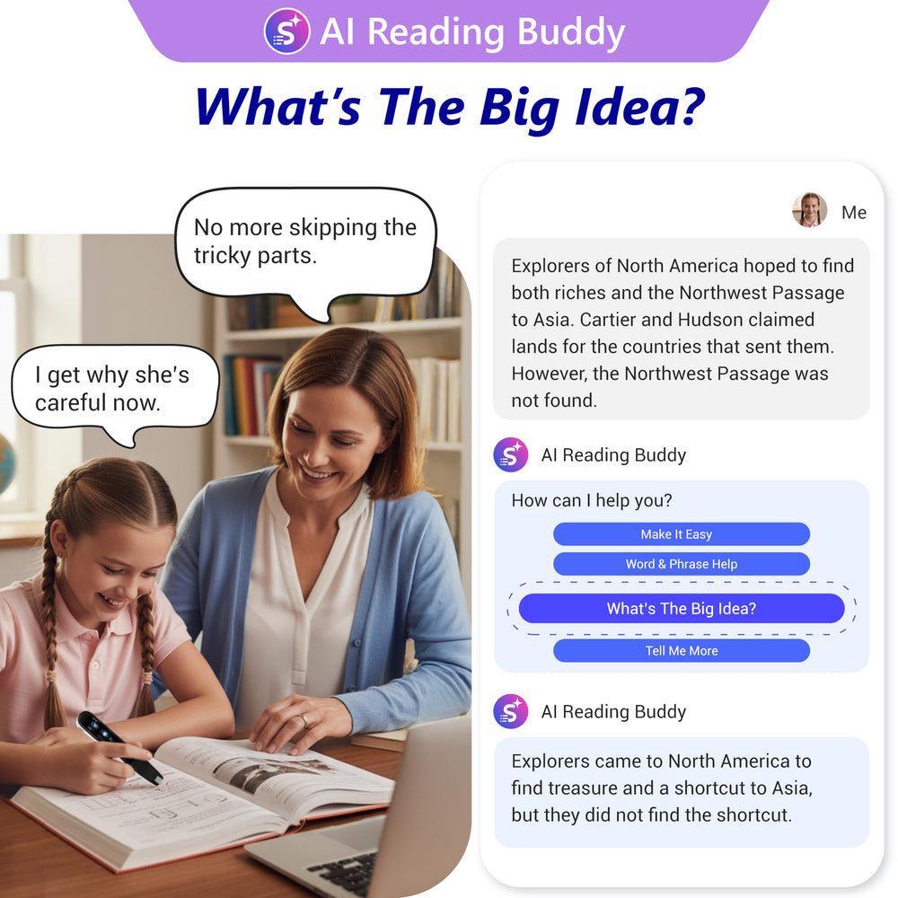 WorldPenScan AI Reader translating a sentence for bilingual practice