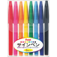 Pentel S520-8 Sign Pen set of 8 colors for vibrant writing.
