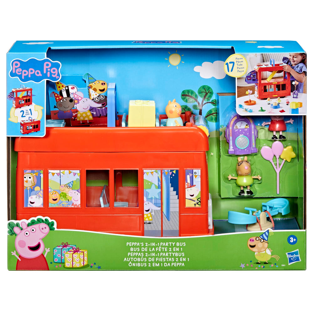 Peppa Pig playset opened to reveal three interactive floors.