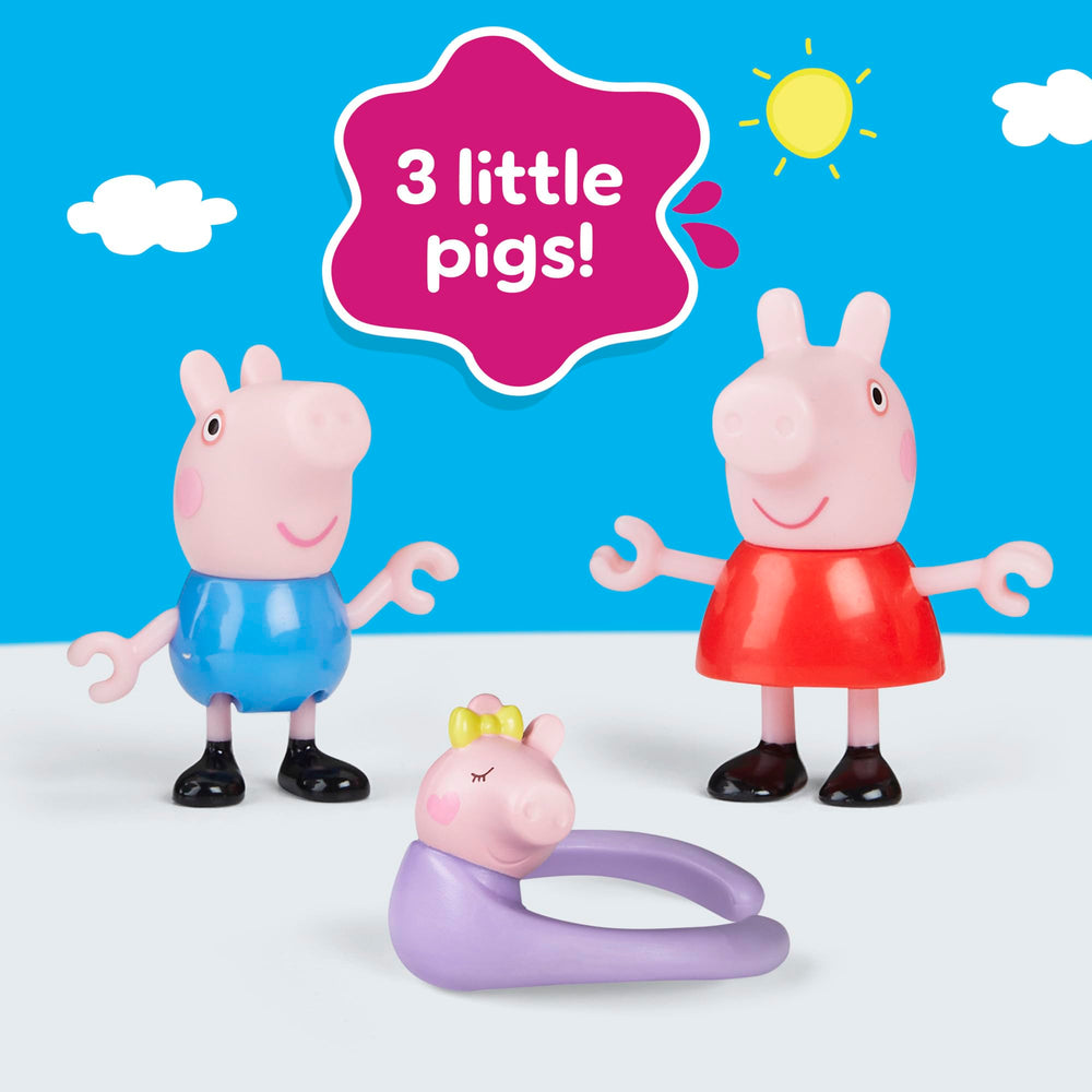 Peppa Pig figure for sibling storytelling and caring family moments.