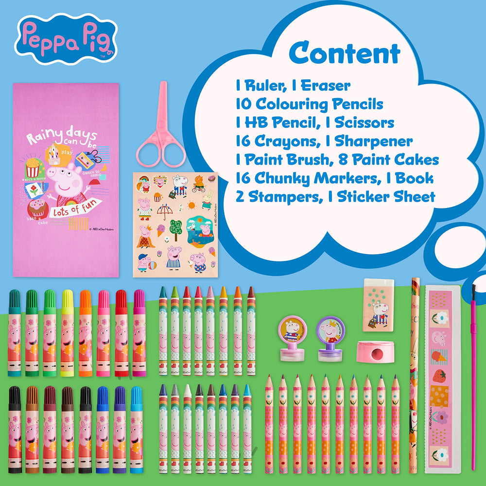 Peppa Pig Kids Art Set carrying case keeps supplies organized.