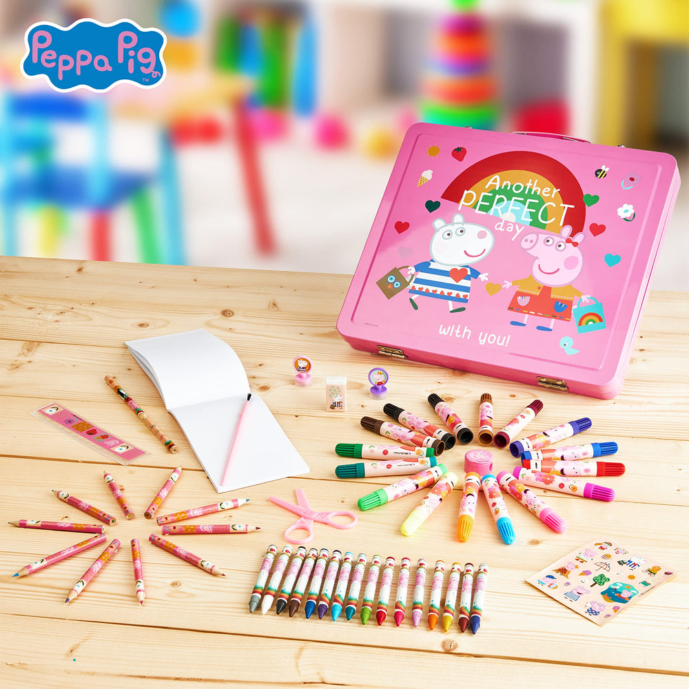 Peppa Pig Kids Art Set colored pencils ready for vivid color work.