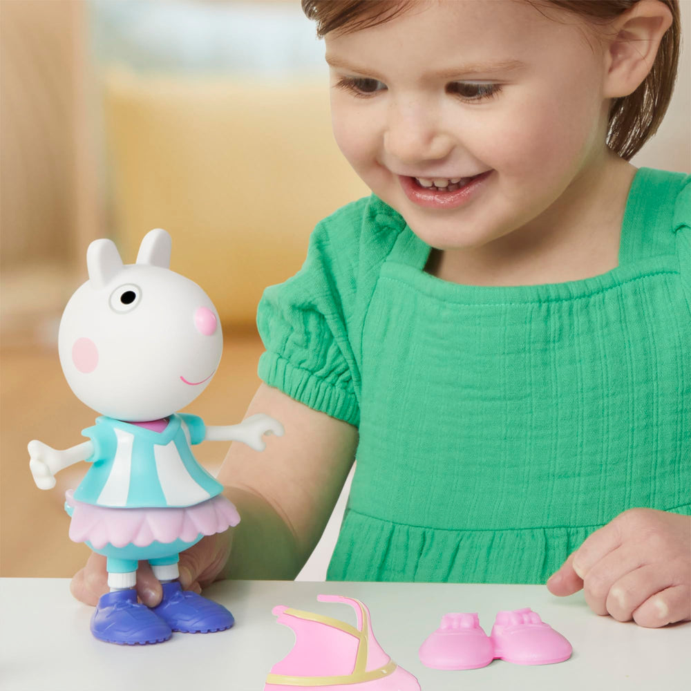 Peppa Pig Suzy Sheep sneakers accessory makes pretend runs easier in dress-up play.