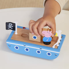 Peppa Pig wooden car wheels rolling for smooth, interactive play