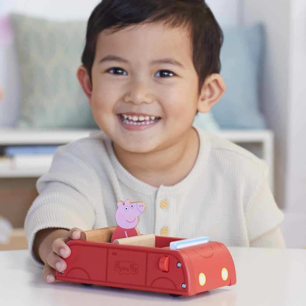 Wooden Peppa Pig toy set supporting sustainable, screen-free play