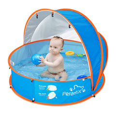 Peradix pop-up pool tent setup shows quick assembly for beach fun