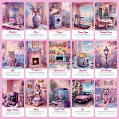 PERBDEAL Dreamy Home Theme cards closeup, showcasing whimsical pink design for inspiring daily draws.