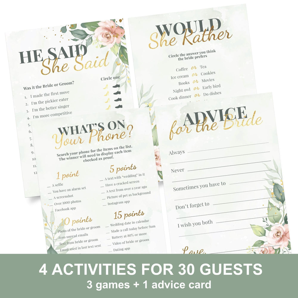 Perfect Occasion four-activities set showcasing four engaging games for guests