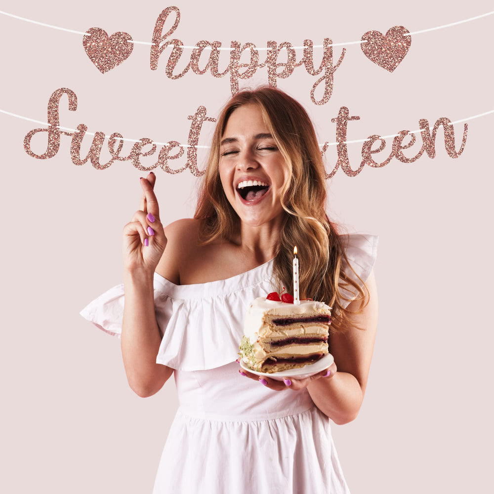 Rose gold glitter letters from Perfect Occasion add sparkle to Sweet Sixteen party.