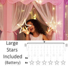 Perfectto Princess Castle Tent star lights add magical ambience indoors.