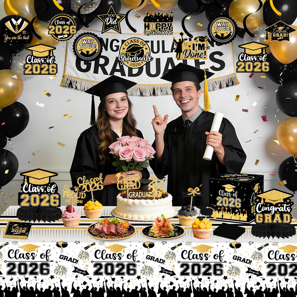 PERFQU Pre-assembled Grad Cupcake Toppers save time while decorating desserts.