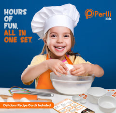 PERLLI kid-sized apron adds color and protects outfits during play cooking