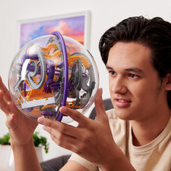 Compact Perplexus Epic sphere emphasizes easy setup and accessibility for kids.