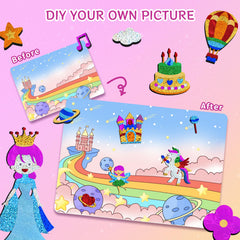 PERRYHOME Picture canvases with foil accents enhance kids' artwork.