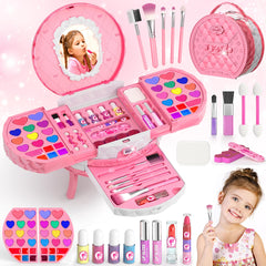 PERRYHOME Kids Makeup Kit pink compact for easy storage and on-the-go pretend play
