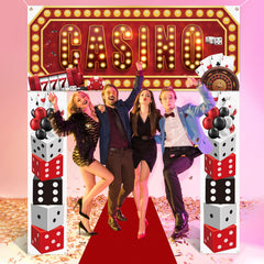 Peryiter porch signs guide guests toward the casino night vibe