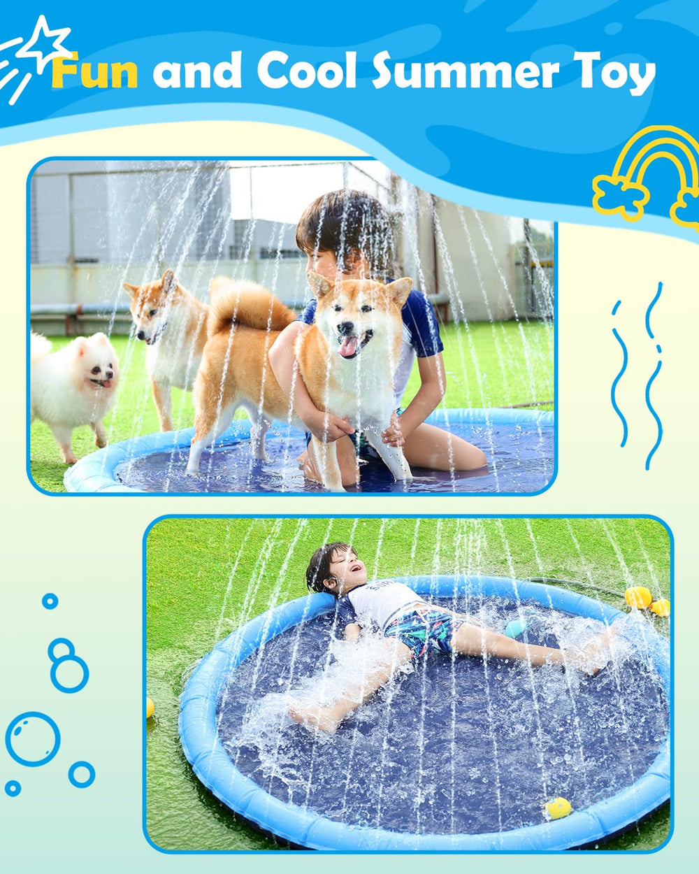 Peteast splash pad safety supervision recommended during play.