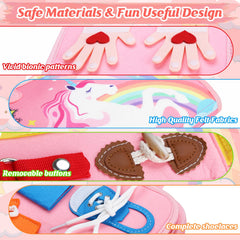 Petenjoy Busy Book Dress Skills page builds dressing dexterity and independence