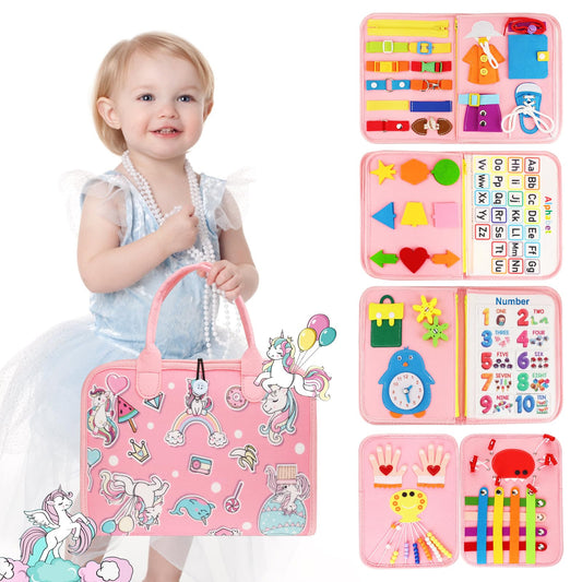 Petenjoy Busy Book Toddlers front cover promotes travel-friendly quiet play