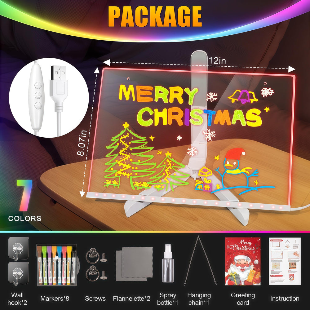 PetPalace LED drawing board showing 7-color RGB lighting for vibrant creativity.