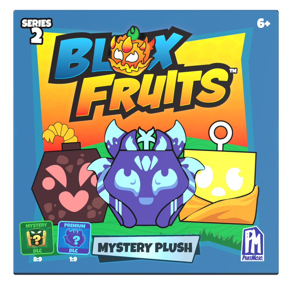 PhatMojo Blox Fruits plush surprise collectible with bright embroidery for display or gifting.