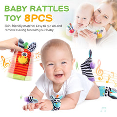 PHEZAPA rattle socks for infants that encourage reaching and foot exploration