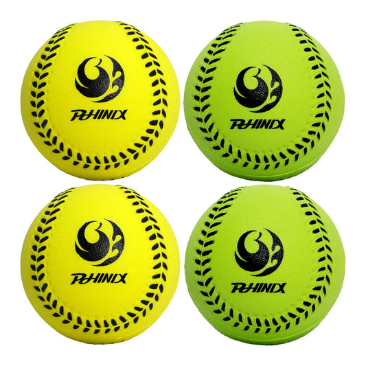 PHINIX 11-inch foam softball in yellow for safe, ultra-light practice for young players.