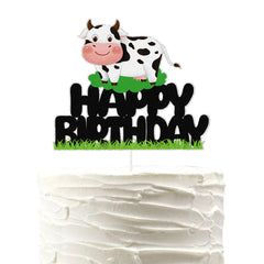 PHOHUI Have A Nice Time cow birthday topper on cake adds festive farm charm.