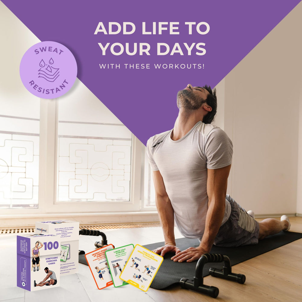 PhysioSpace hamstring stretches flash card improves leg flexibility for daily movement
