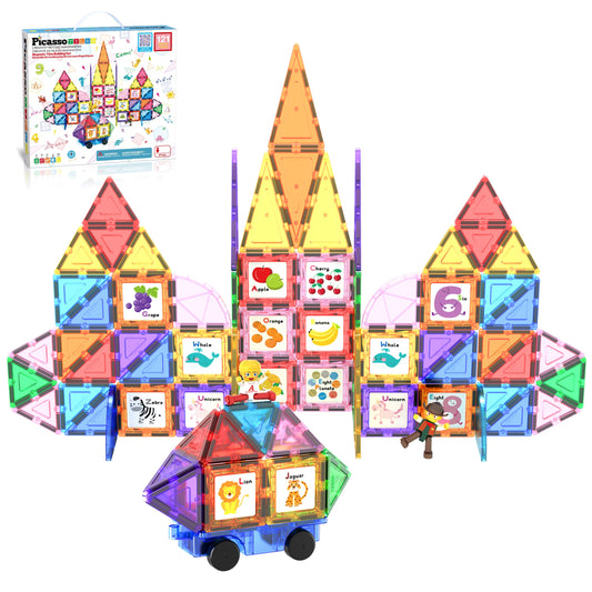 PicassoTiles 121pc master builder magnetic blocks for creative STEM play