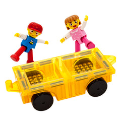 PicassoTiles car play set base with action figures supports creative STEM play.