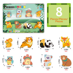 PicassoTiles squirrel magnet: supports color and shape recognition during play.