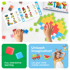PicassoTiles illustrated cards collection helps practice 2D and 3D modeling.